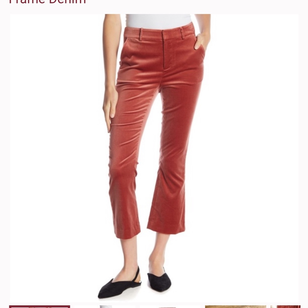 Frame Spice Velvet wide leg crop pants 8